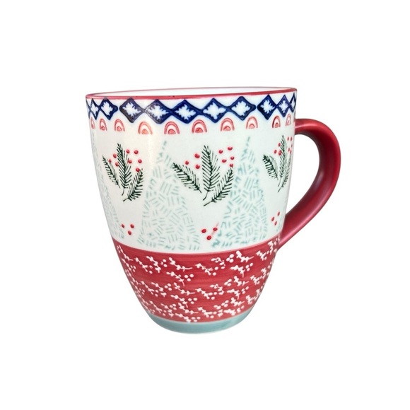 West Elm Scandi Forest Hand-Painted Stoneware Holiday Coffee Mug Replacement - Picture 1 of 11